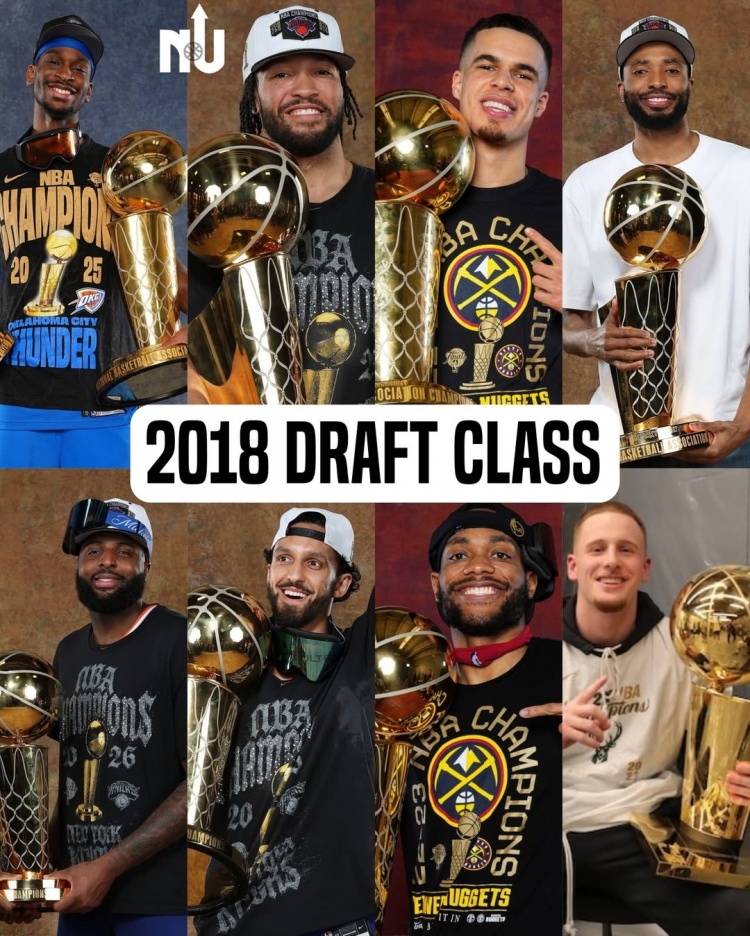 2018届NBA选秀冠军名单：亚历山大、布伦森等八人荣膺冠军