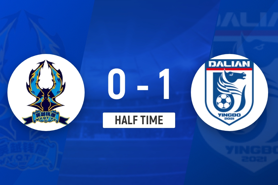 足协杯第4轮：大连英博半场领先杭州临平吴越1-0，朱鹏宇点射建功