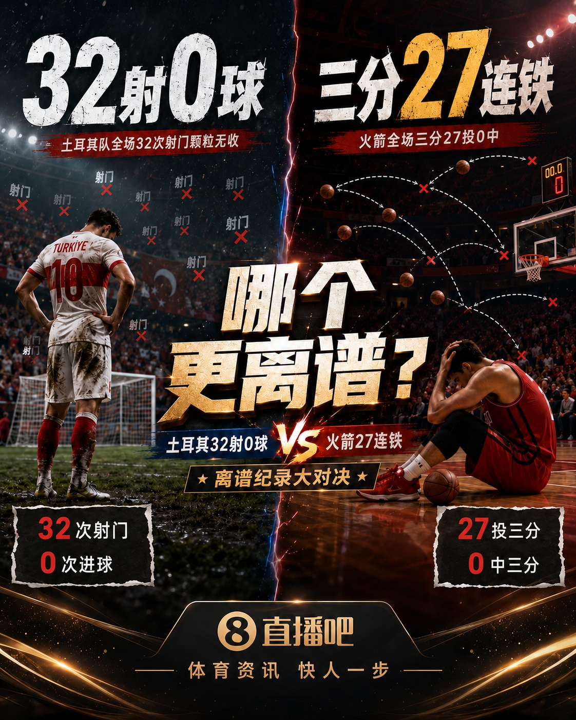 土耳其世界杯惨淡出局，火箭创NBA三分球连铁最长纪录，哪一幕更令人震惊？
