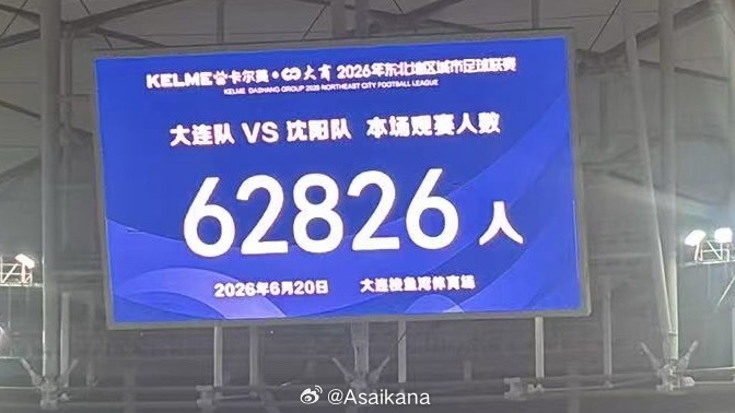 东北超大连对阵沈阳，观赛人数创新高达62826人