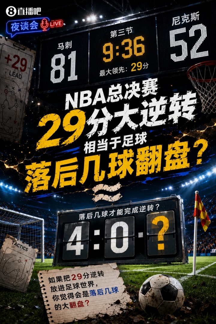 NBA决赛尼克斯惊险逆转29分，足球联赛中需多少球逆转才能比肩？
