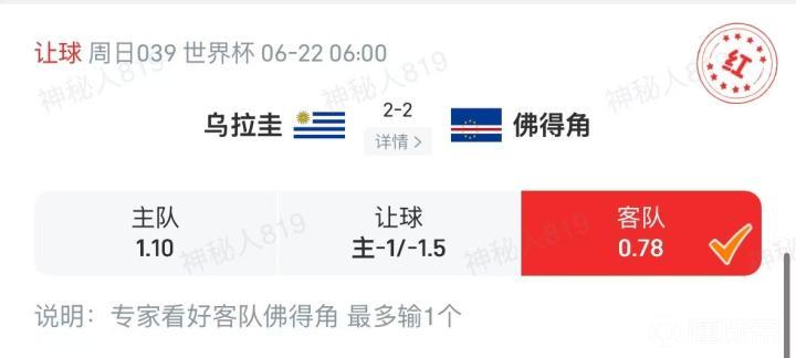 常山赵子龙精准预测：佛得角战平乌拉圭，继续保持7连红势头