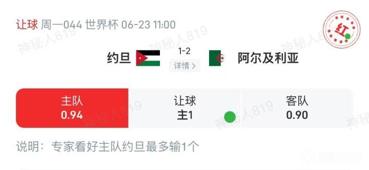 金鹤鸣精准预测约旦对阵阿尔及利亚比赛：连红势头强劲