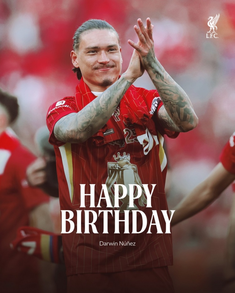 利物浦官方推特祝努涅斯27岁生日快乐：前锋旧将获深情祝福