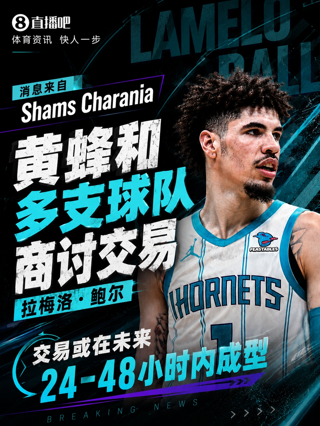 黄蜂积极洽谈拉梅洛·鲍尔交易，多队争抢，交易或迅速完成