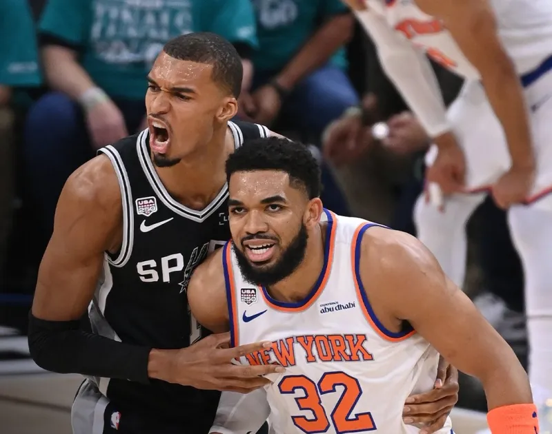 NBA官方：总决赛前两战、唐斯在与文班的对位中占据了上风