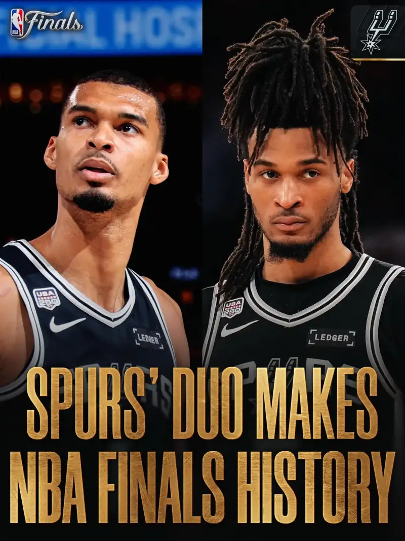 NBA官方晒海报：马刺双子星文班卡斯尔创造总决赛历史