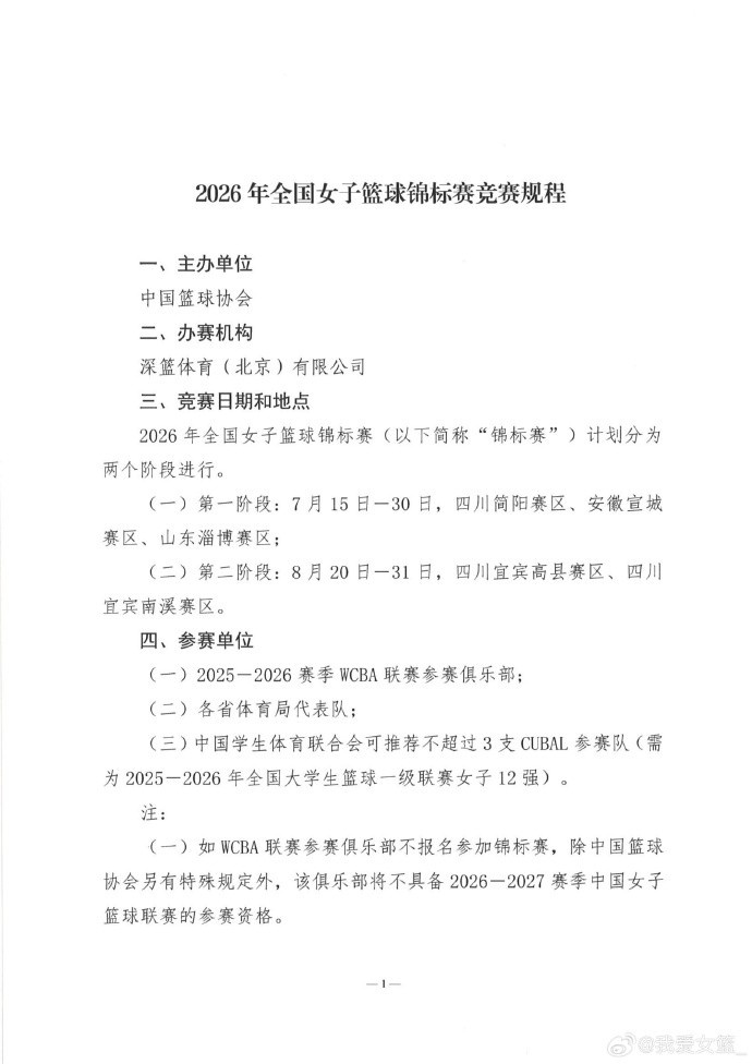 2026女篮锦标赛夏季激战正酣，三大赛区七月启幕
