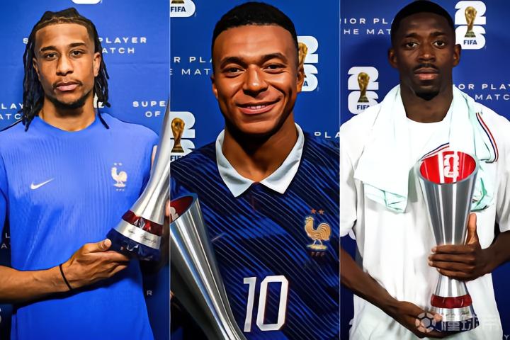 法国队三场小组赛，奥利塞、姆巴佩、登贝莱独揽最佳表现