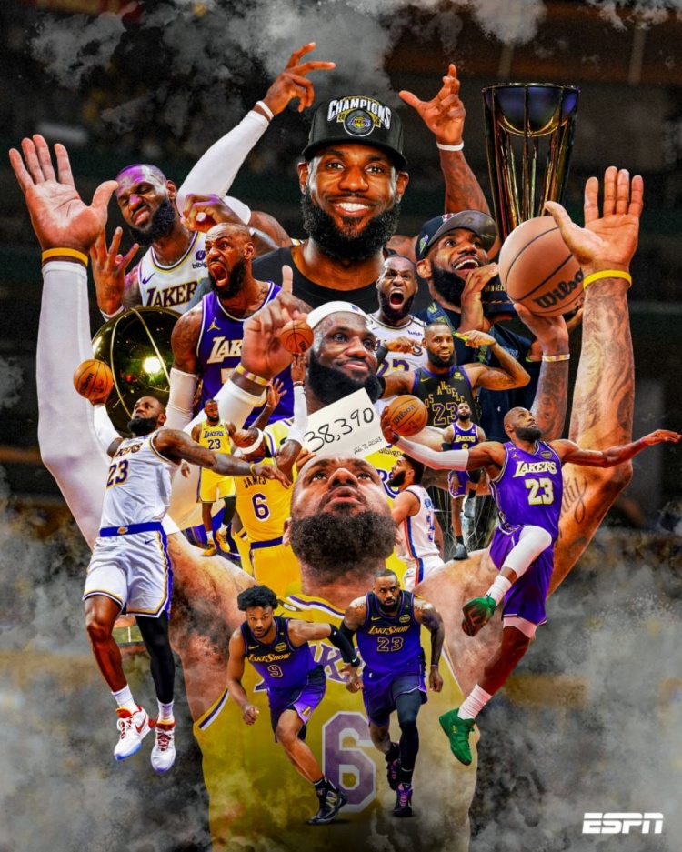八年湖人生涯落幕：ESPN发布致敬海报，詹姆斯父子组合创历史