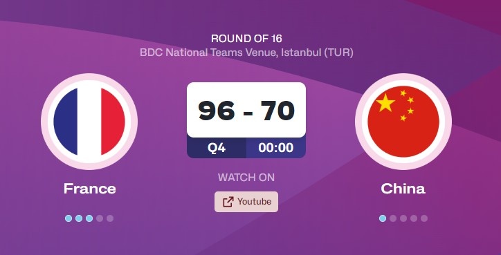 U17男篮世界杯：中国队篮板劣势明显，输给法国队