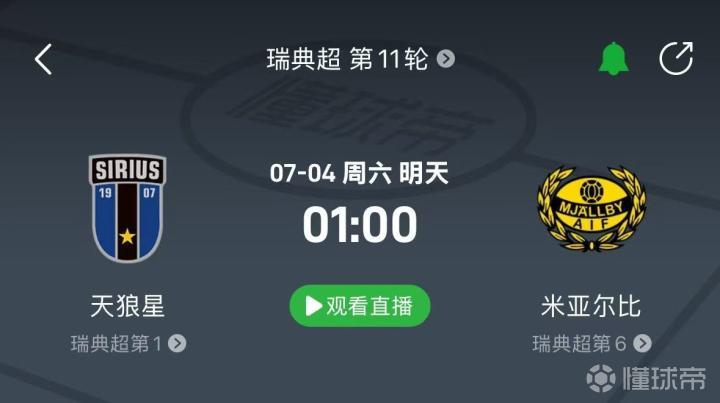 瑞典超焦点战：天狼星对阵米亚尔比，防守提升助力冠军争夺