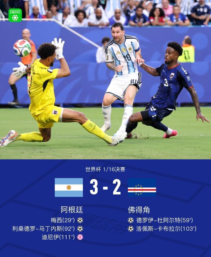 阿根廷3-2佛得角晋级16强，梅西破僵，利马建功罗梅罗绝杀