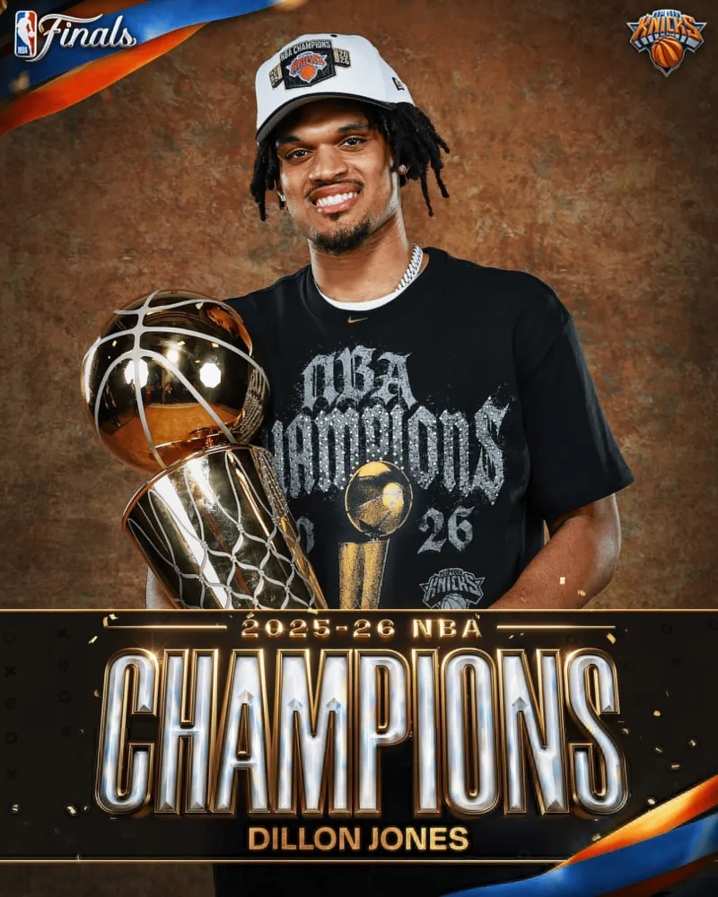NBA官方晒照：狄龙-琼斯在第二个赛季就获得两届NBA冠军