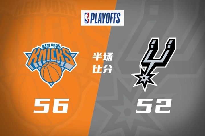 第二节一波反超！唐斯17分7板 文班7分5板 尼克斯半场领先马刺4分