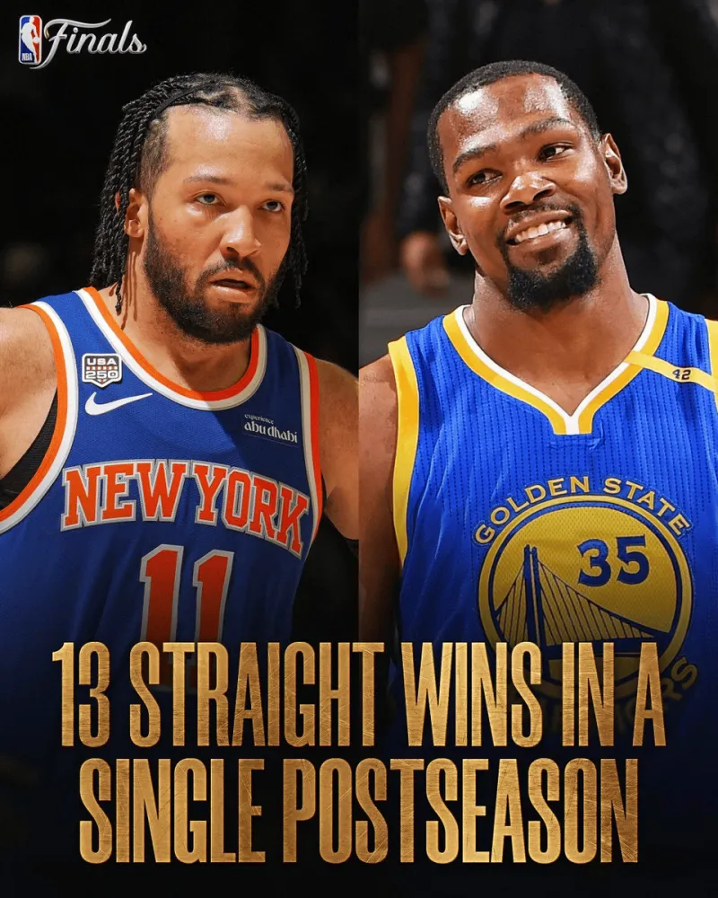 NBA官方：尼克斯成为第二支季后赛13连胜球队，征程仍在继续